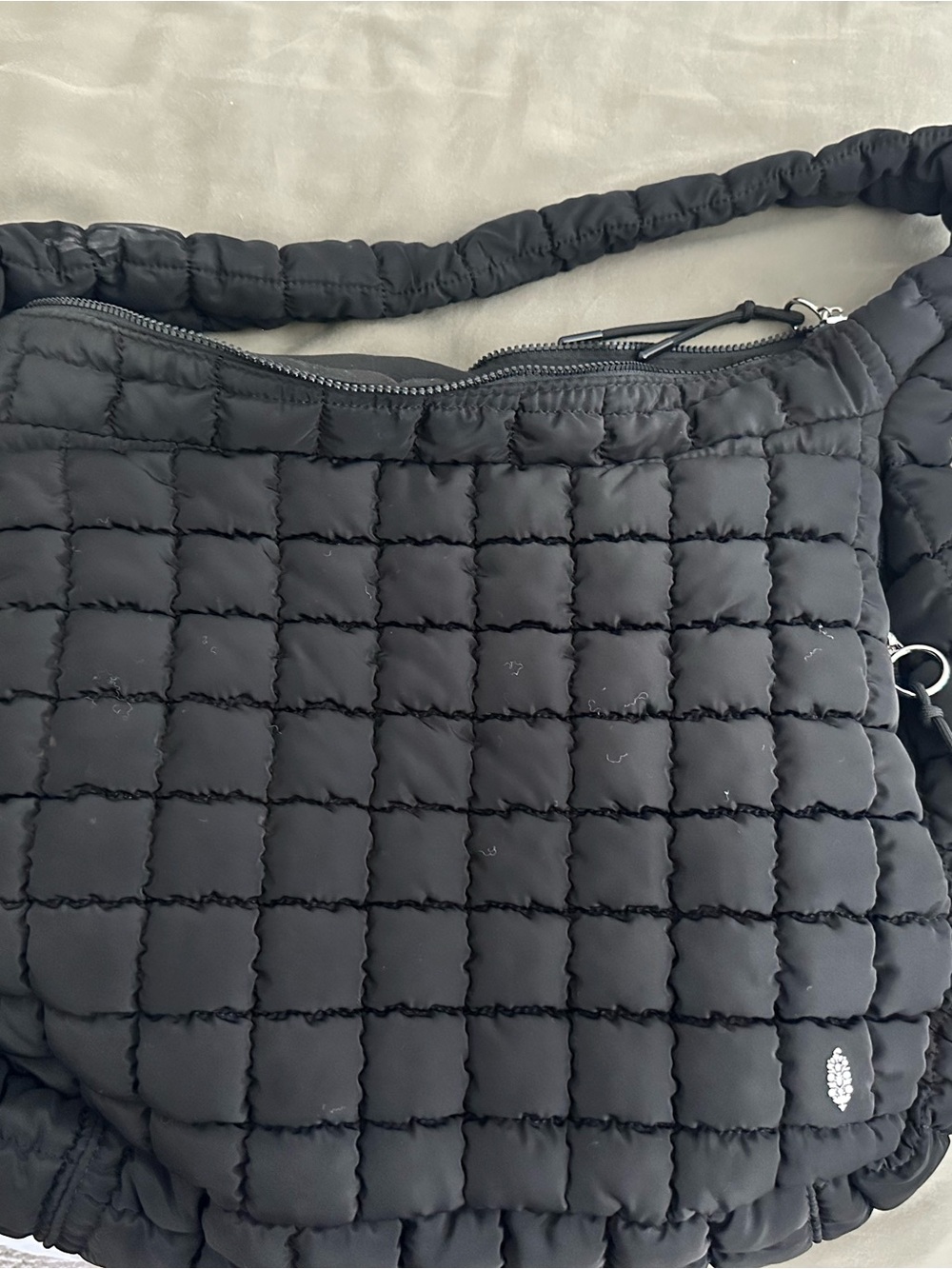 Free People Black Quilted Puff Shoulder Bag